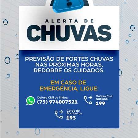 Ilhéus emite alerta para fortes chuvas nos próximos dias